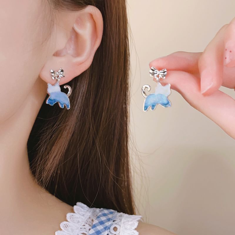 Earring Gradient Resin Alloy Drop Cat
