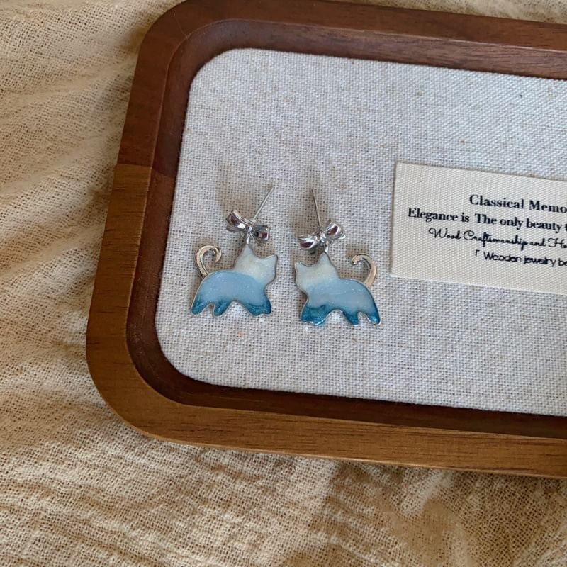 Earring Gradient Resin Alloy Drop Cat