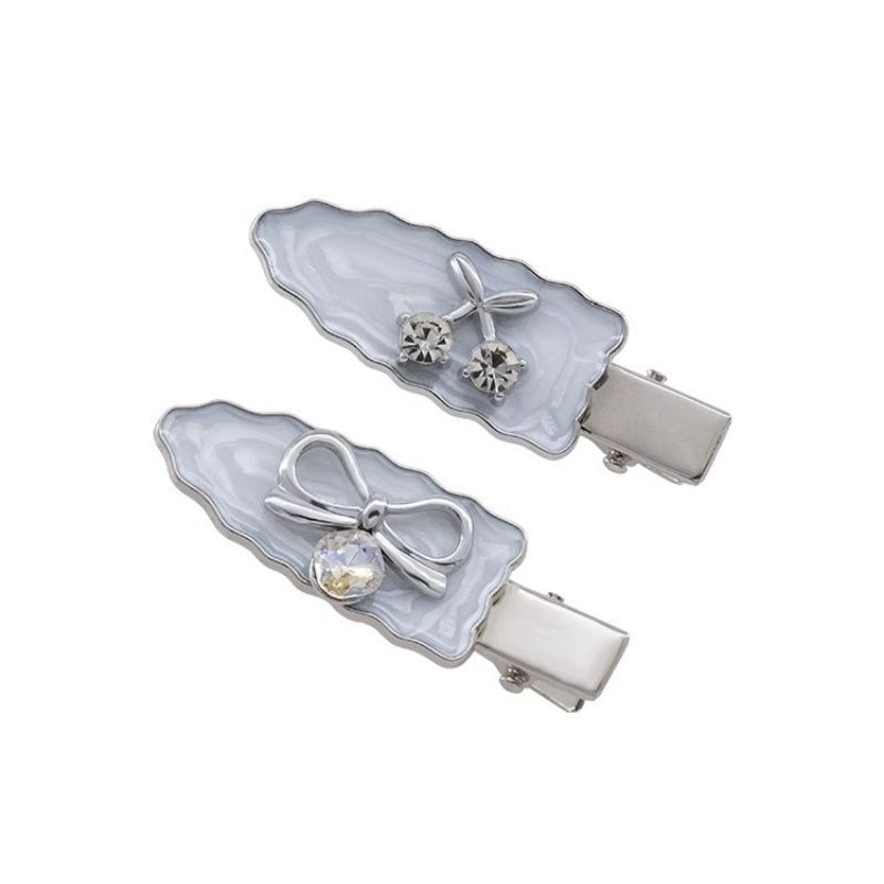 of Rhinestone 2: / Clip Cherry Set Hair Alloy Bow