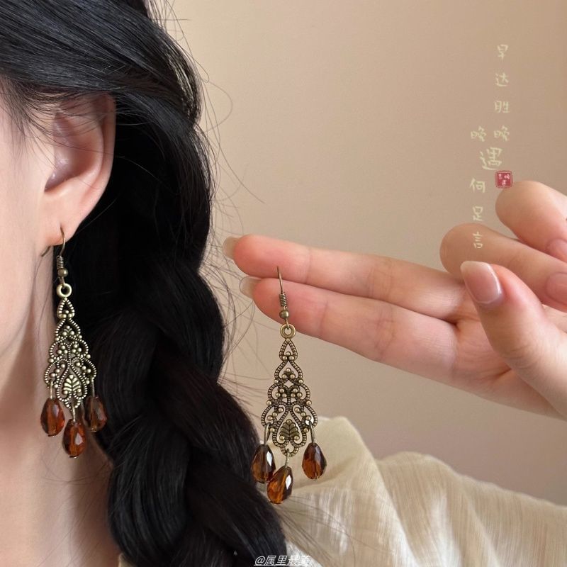 Faux Chandelier Alloy Earring Gemstone