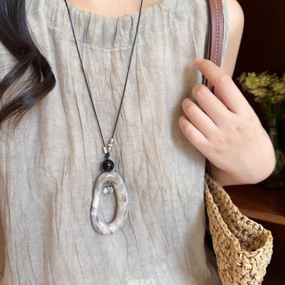 Pendant Resin Necklace Cord Irregular Hoop