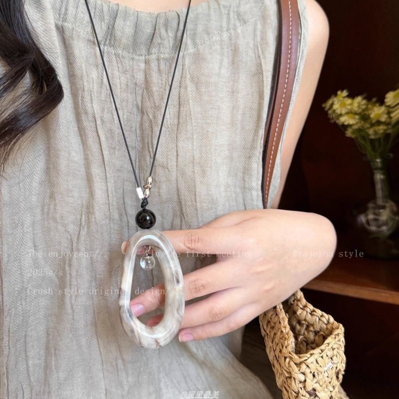 Pendant Resin Necklace Cord Irregular Hoop