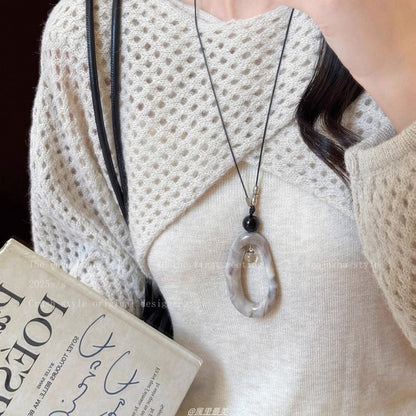 Pendant Resin Necklace Cord Irregular Hoop