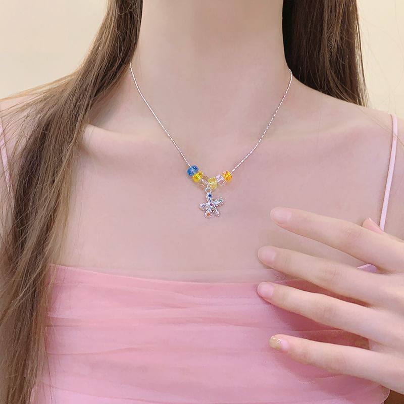 Star Choker Faux Crystal Pendant Alloy