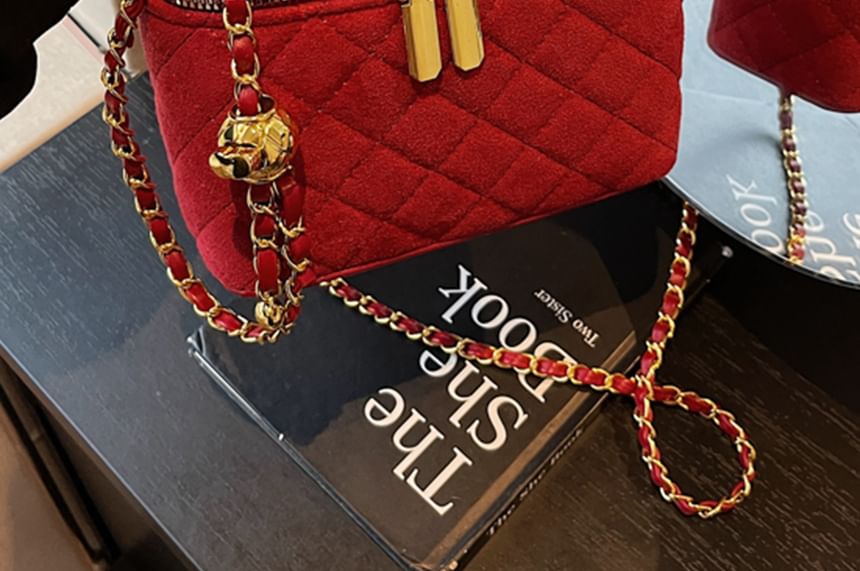 Crossbody Leather Bag Quilted Faux Strap Chain