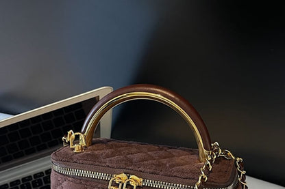 Crossbody Leather Bag Quilted Faux Strap Chain