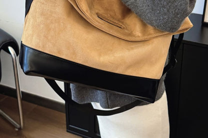 Tone Suede Faux Two Bag Tote