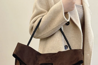 Tone Suede Faux Two Bag Tote