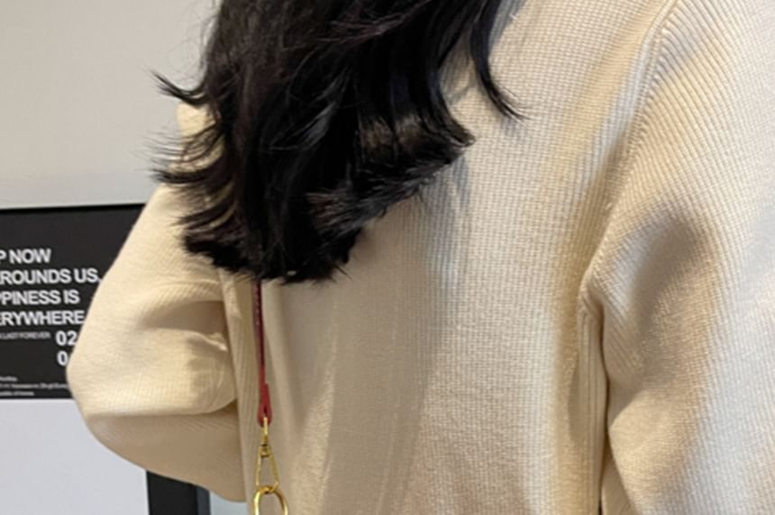 Crossbody Buckled Leather Bag Faux Flap