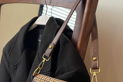 Crossbody Buckled Leather Bag Faux Flap