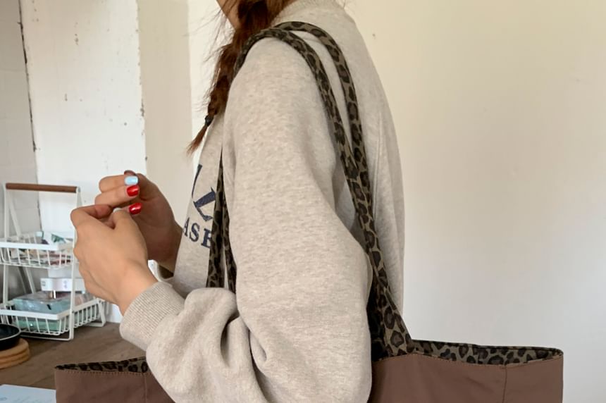 Bag Panel Print Tote Leopard