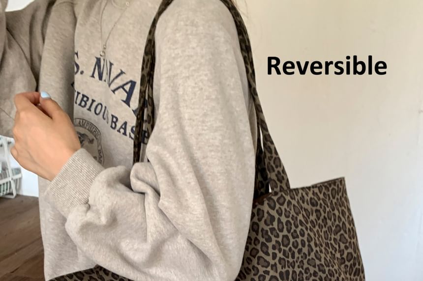 Bag Panel Print Tote Leopard