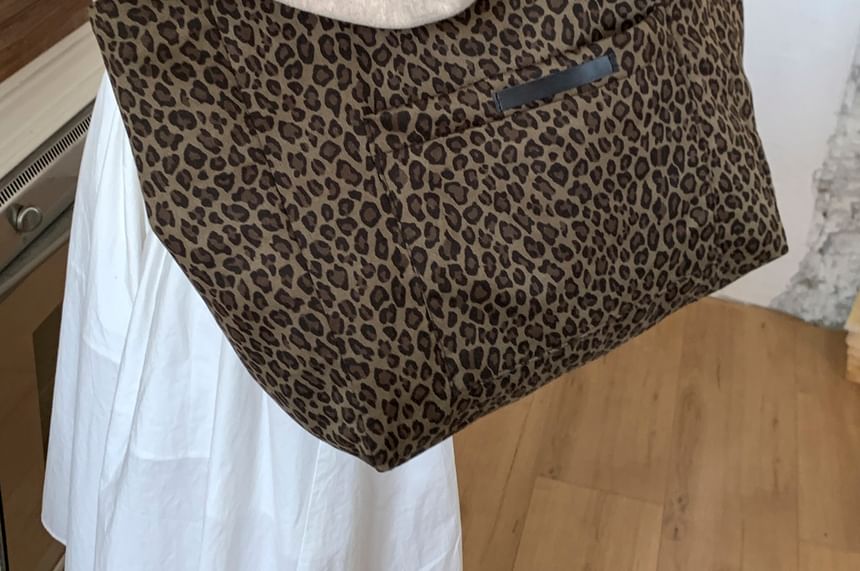 Bag Panel Print Tote Leopard