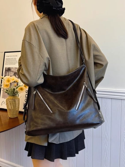 Zip Faux Backpack Leather Tote