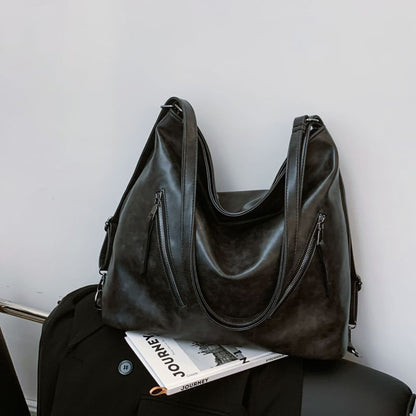 Zip Faux Backpack Leather Tote