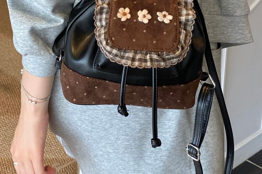Small Backpack Dotted Ruffle Panel Floral