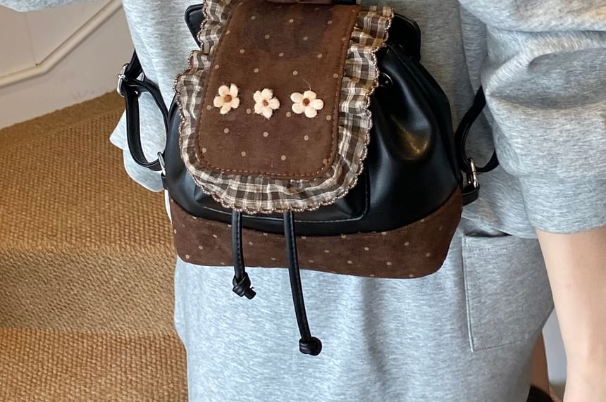 Small Backpack Dotted Ruffle Panel Floral