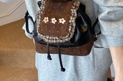 Small Backpack Dotted Ruffle Panel Floral