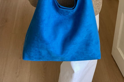 With Faux Pouch Suede Bag Tote