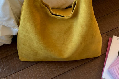 With Faux Pouch Suede Bag Tote