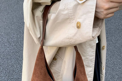 With Faux Pouch Suede Bag Tote