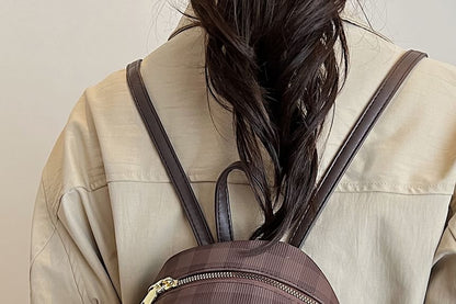 Faux Plaid Backpack Flap Leather