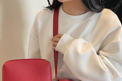 Pouch Leather Faux Bag With Shoulder