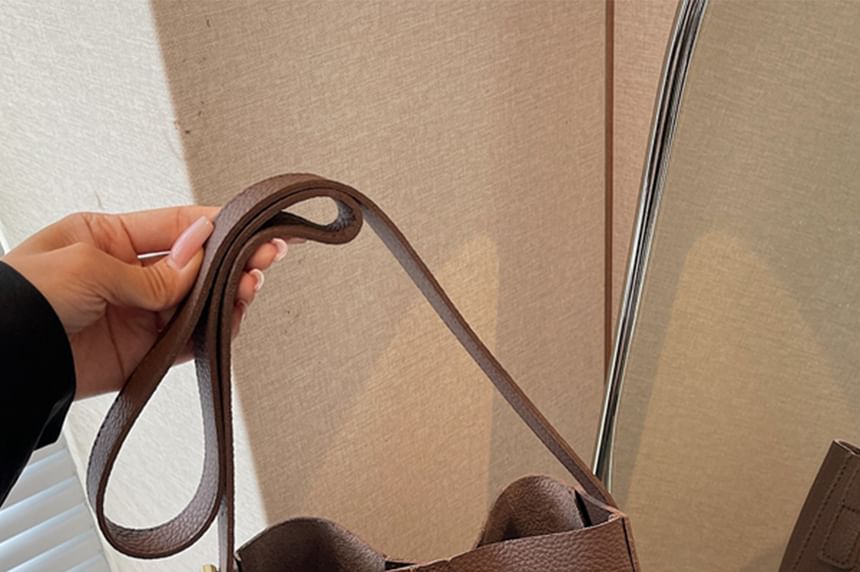 Pouch Leather Faux Bag With Shoulder