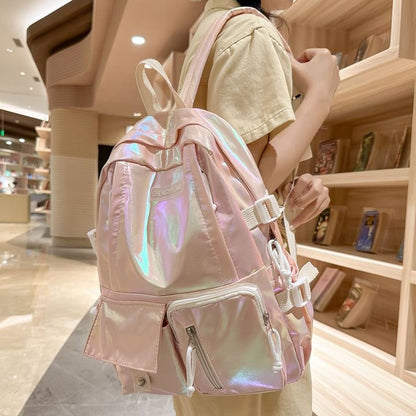 Backpack Leather Faux Buckled Holographic