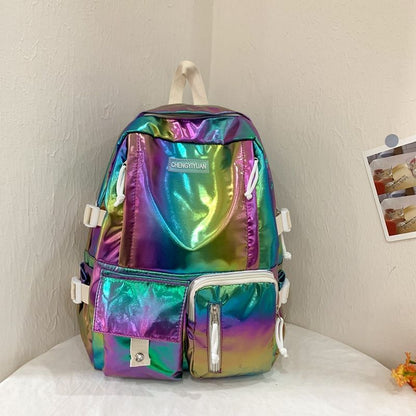 Backpack Leather Faux Buckled Holographic