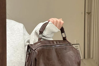 Buckled Backpack Leather Faux