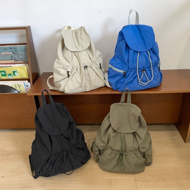 Nylon Plain Unisex Drawstring Backpack