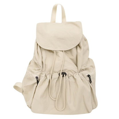Nylon Plain Unisex Drawstring Backpack