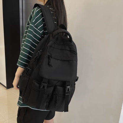 Plain Backpack Nylon Buckled