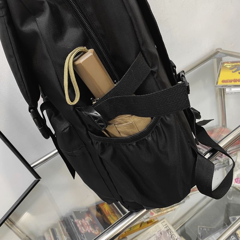 Plain Backpack Nylon Buckled