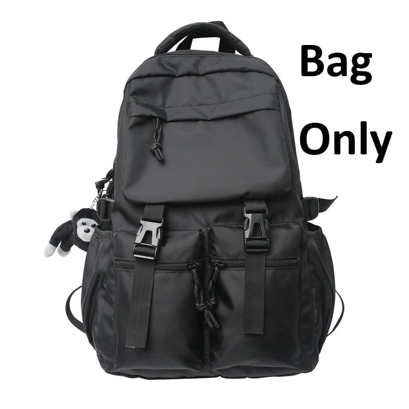 Plain Backpack Nylon Buckled