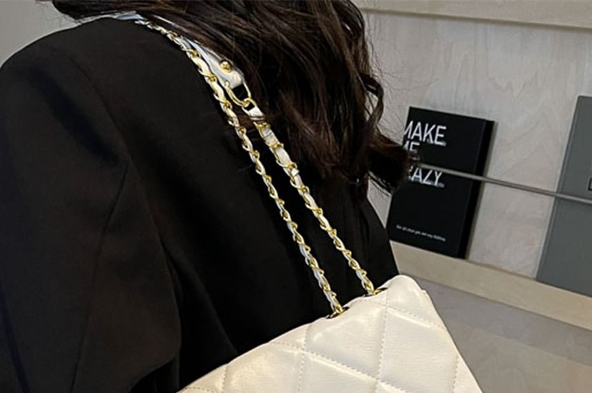 Quilted Leather Bag Faux Plain Flap Crossbody