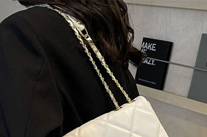 Quilted Leather Bag Faux Plain Flap Crossbody