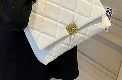 Quilted Leather Bag Faux Plain Flap Crossbody
