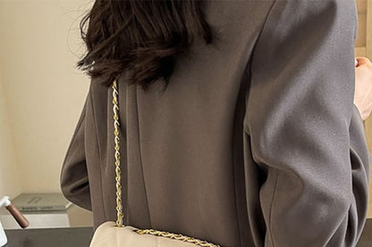 Quilted Leather Bag Faux Plain Flap Crossbody