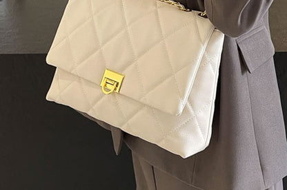 Quilted Leather Bag Faux Plain Flap Crossbody