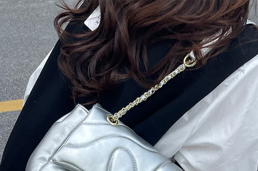 Crossbody Leather Faux Bag Flap Quilted Plain