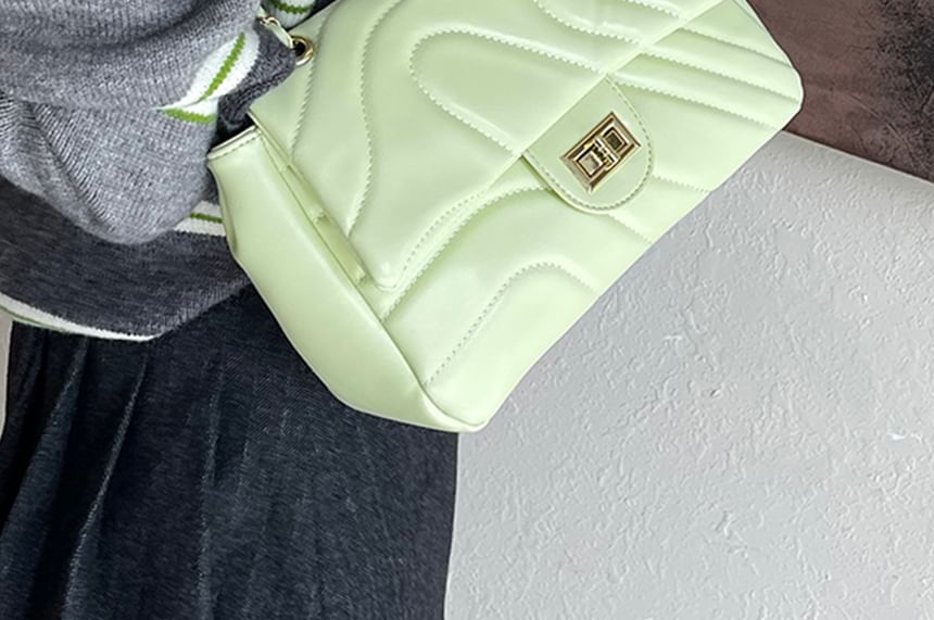 Crossbody Leather Faux Bag Flap Quilted Plain