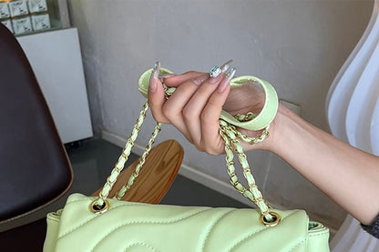 Crossbody Leather Faux Bag Flap Quilted Plain