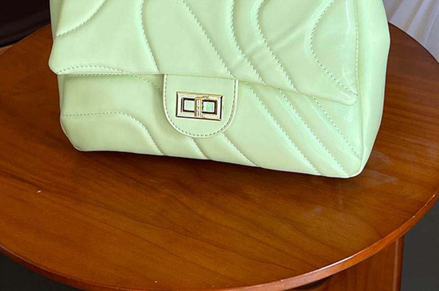 Crossbody Leather Faux Bag Flap Quilted Plain