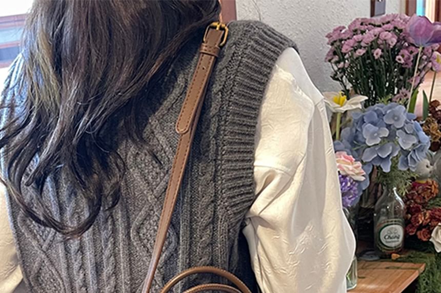 Handle Top Plain With Faux Crossbody Pouch Bag Suede