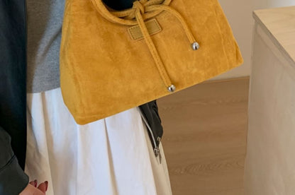 Faux Handle Crossbody Bag Suede Top Plain
