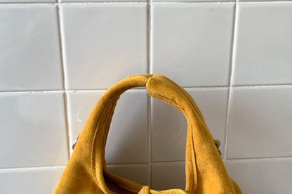 Faux Handle Crossbody Bag Suede Top Plain