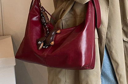 Leather Charm Bag Crossbody Faux Plain With