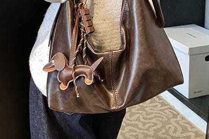 Leather Charm Bag Crossbody Faux Plain With